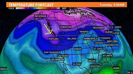 Timeline: Higher elevations in Oregon could see sticking snow on Valentine's Day