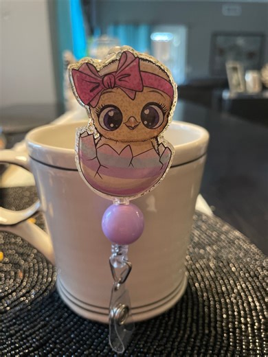Chick Easter Egg Badge Reel: Beaded Retractable ID Holder - Etsy