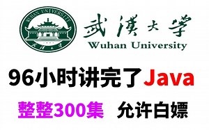 武汉大学96小时讲完了Java，整整300集，允许白嫖，手把手教学，学完即可兼职就业
