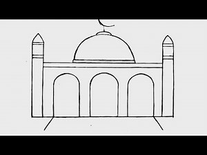 How to draw Mosque step by step । Mashjid Drawing Tutorial