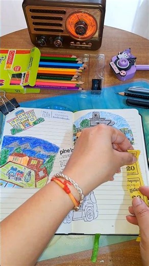 Drawing and Making Stickers for my Travel Journal #shortsviral #drawwithme #traveljournal #journal