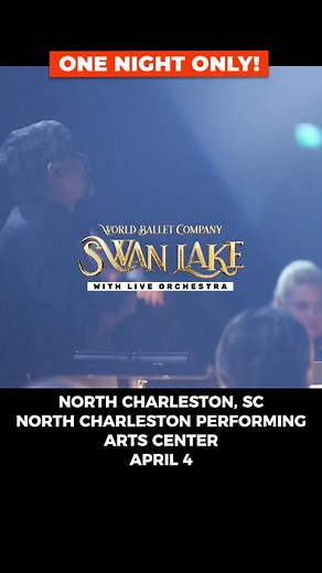 📍 Apr 4 • North Charleston, SC One of the world’s most iconic ballets, brought to life with a live orchestra and sweeping theatrical visuals. Whether it’s a date night, girls night, or family outing, Swan Lake is the kind of experience you will remember forever. Tickets are on sale now. | World Ballet Company