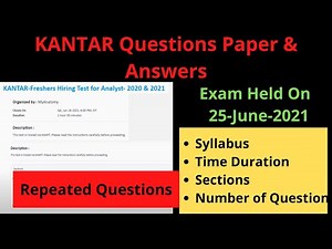 KANTAR Syllabus || Kantar Questions Paper with Answers || Exam Held On 25-June-2021