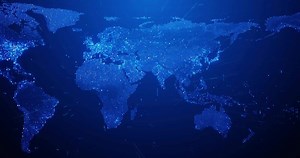 Blue technology world map