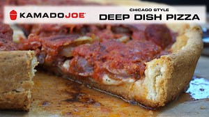 Here's a simple and easy Chicago style deep dish pizza recipe you can put together and cook on your Kamado Joe grill! Crust: 3 cups all purpose flour 2 1/2 tablespoons yellow corn meal 1 1/4 tsp salt 2 tsp instant dry yeast 1 1/2 tablespoons olive oil 3 tablespoons melted butter 1 1/2 tablespoons vegetable oil 3/4 cup plus 1 1/2 tablespoons lukewarm water Combine dry ingredients in a mixing bowl. Add the wet ingredients and knead with the mixer for 8 minutes or so until pulling away form the bow