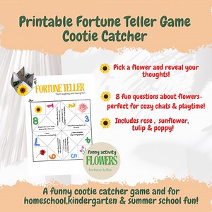 Printable Flower Fortune Teller, Cootie Catcher Game (PDF) - Etsy Canada