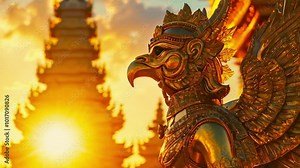 Majestic Garuda bird in ancient Hindu temple Prambanan