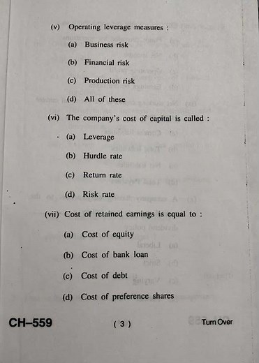 HPU BBA 4th sem Question paper (Financial Management)
