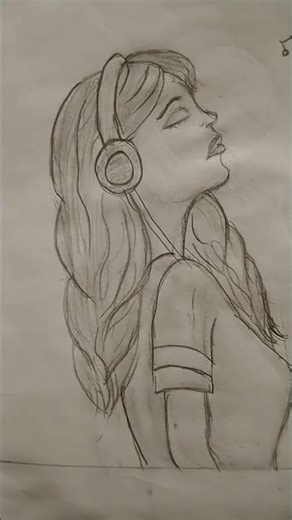 How to draw A girl with Headphones Drawing _step by step 🎉 sketch drawing pencil 🥰💞💞