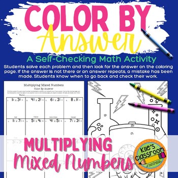 Multiplying Mixed Numbers Color by Number Worksheet 2 and 3 Fractions