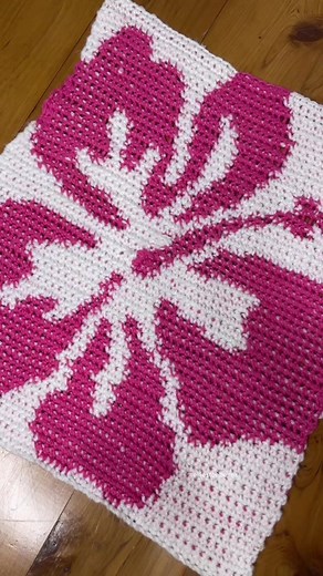 Tapestry Crochet Tote Bag with Hibiscus Flower Design