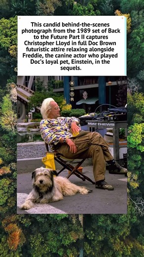 Doc Brown and Einstein Backstage: 1989 🐶 #BackToTheFuture #DocBrown #80sMovies