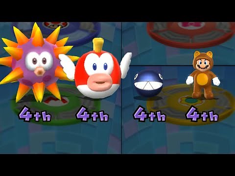Mario Party 9 Mod - Thorny Fish Vs Cheep Cheep Vs Tanooki Mario Vs Chain Chomp #Marioparty9Mod