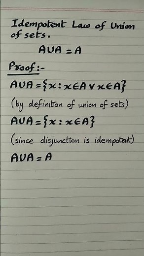 Idempotent Law of Union of Sets #maths #mathematics #math