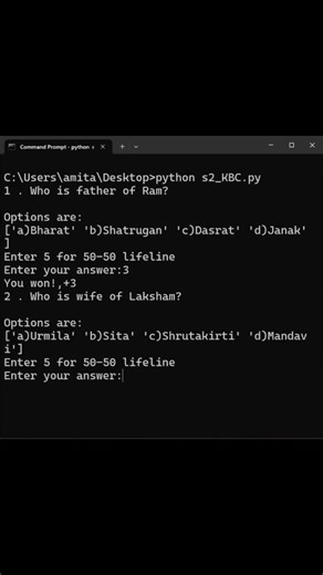 KBC in Python #coding #trending #shakyshaky