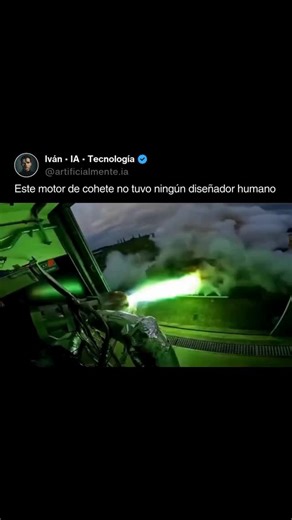 Ivan • IA • Tecnología on Instagram: "Este motor de cohete no fue diseñado por humanos, sino por una inteligencia artificial. Fue creado utilizando Noyron, una IA de ingeniería basada en física desarrollada por LEAP 71. En lugar de aprender de diseños pasados, utiliza física real, termodinámica y reglas de fabricación para generar motores directamente a partir de requisitos. El motor aerospike fue impreso en 3D como una sola pieza de cobre y probado en encendido real con oxígeno líquido y queros
