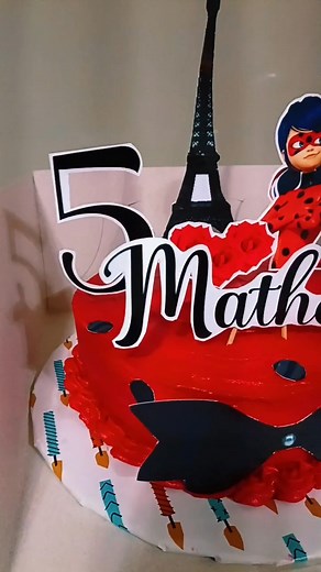 Moist chocolate cake with custom Ladybug design and printed toppers. | Foods Yo-Go