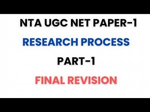 Research Process Part-1. NTA UGC NET Paper-1/Public Administration.