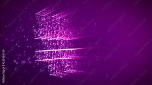 An arty 3d rendering of the number sign looking like a grate spinning with a matrix effect in the violet background. It is composed of three parallel areas with tiny digits turning in seamless loops.