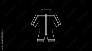White line Wetsuit for scuba diving icon isolated on black background. Diving underwater equipment. 4K Video motion graphic animation