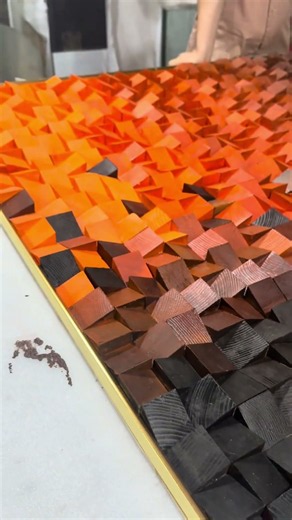 Geometric Wood Art with Luxury Gold Frame | Premium 3D Wooden Wall Artwork Framing for Hotel Project