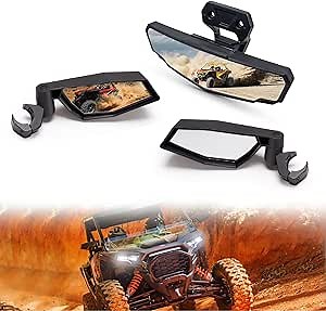 KIWI MASTER Center & Side Rear View Mirrors for 2024-2026 Polaris RZR XP 1000/RZR XP S 1000 Accessories, 2021-2026 RZR Trail/Trail S, Adjustable Folding Rearview Mirror, 2884524 2883763