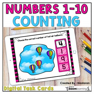 Boom Cards Counting to 10 - Make 10 - Numbers 1 to 10 With Balloons