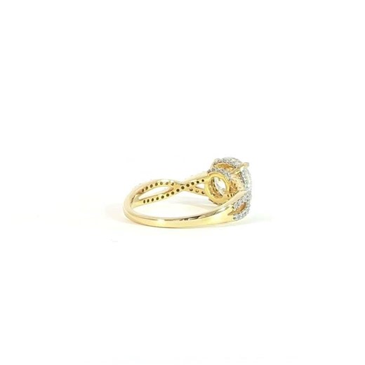 Round Engagement Ring 2 CT – Hidden Halo Twist Band 14K Gold