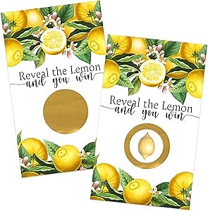 Lemon Bridal Shower Scratch Off Games - 30 Cards - Fun Wedding Shower & Engagement Party Ideas - Boho Botanical Found My Main Squeeze Theme