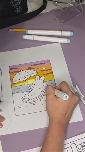Probando técnicas de TikTok y Pinterest nivel principiante 🌊😅 olas del mar con Ohuhu #coloringbook
