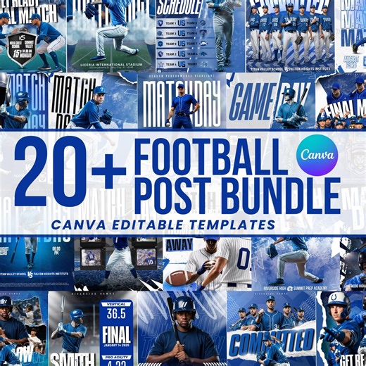 20  Baseball Sports Social Media Templates | Editable Baseball Game Day & Player Spotlights Canva Templates | Instant Download - Etsy