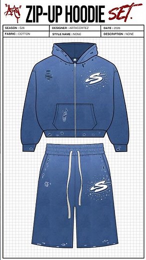 Designing a Washed Zip-Up Hoodie Set From Scratch 👀 #shorts