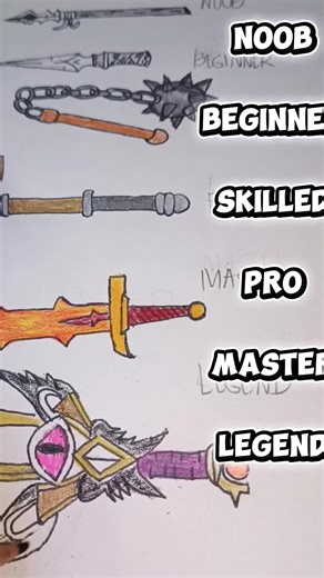 How to draw different level of Medieval weapons #art #sketch #weapons #howtodraw #tutorial