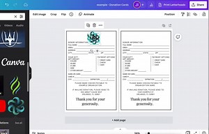 Custom Printable Donation Card for Nonprofit Fundraiser - Canva Template (simply Customize, Print and Cut!) - Etsy