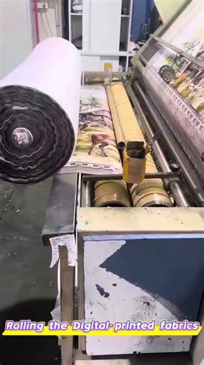 Fabric rolling is a key step before storage and shipment.#FabricRolling #TextileProcessing