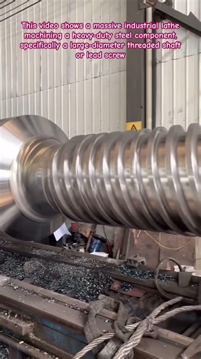 Precision at Scale: Machining a Massive Steel Threaded Shaft #HeavyIndustry #Machining #Industrial