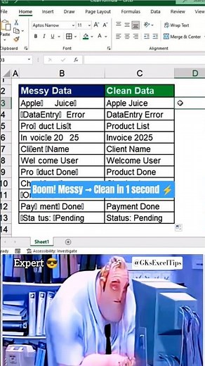 Remove Hidden Junk Characters Instantly! ⚡ | CLEAN Function Trick