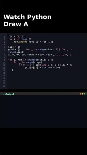 Watch Python Draw A Fibonacci Spiral In Numbers #PythonPeakDraw
