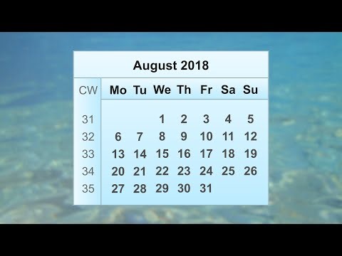 August 2018 Calendar