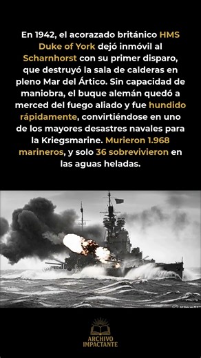 El disparo que hundió al Scharnhorst 😱 #WW2 #BatallaNaval #HistoriaReal