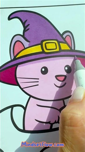 Witch Cat Driving a Car | Spooky Hugs Halloween Coloring Book| Spooky Coloring for Stress Relief