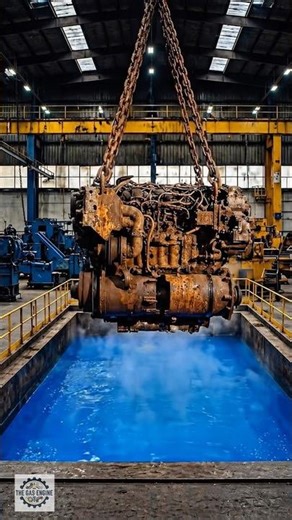 Rusty engine restoration work.