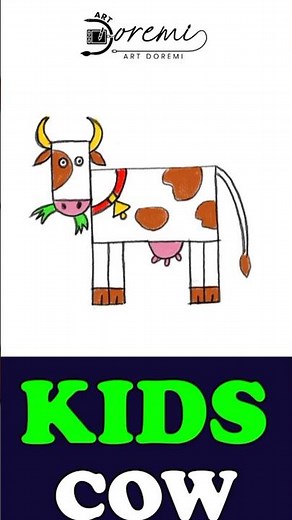 "Kids Easy Cow Drawing with Shapes | Simple Drawing for Beginners"