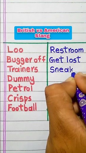 British vs American Slang Words Pairs #learningenglish