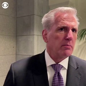 House Speaker Kevin McCarthy says it was "an appropriate decision" for Republican Rep. George Santos to recuse himself from serving on committees "until he can clear everything up." https://cbsn.ws/3XTuBRu | CBS News