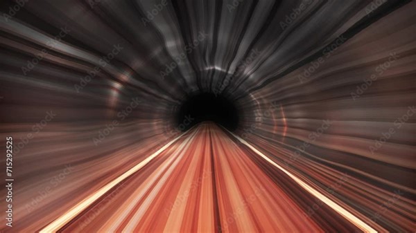 Abstract 3d tunnel animation. view of the subway tunnel. Movement in a circular tunnel creates a hypnotic effect