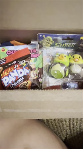 a lil unboxing from our sweet tia 🥹❤️ #shrek #snacks #stitch #cars #mcqueen⚡