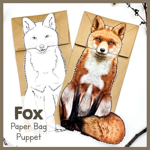 Printable FOX Paper Bag Puppet Template PDF | Fun DIY Animal Craft for Kids | Preschool & Classroom Activity - Etsy