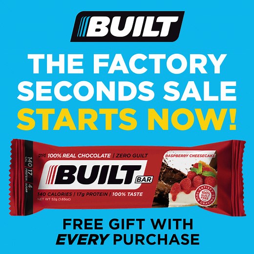 Our Factory Seconds Sale is happening now!! Get huge savings on your favorite flavors get a FREE GIFT🎁 with each purchase (a $14.95 Value). https://built.com/pages/factory-sale | BUILT