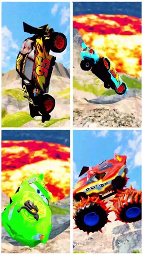 McQueen vs Hydraulic Crush #524 | BeamNG.Drive Gameplay #beamng #experiment #mcqueen #jump #roblox